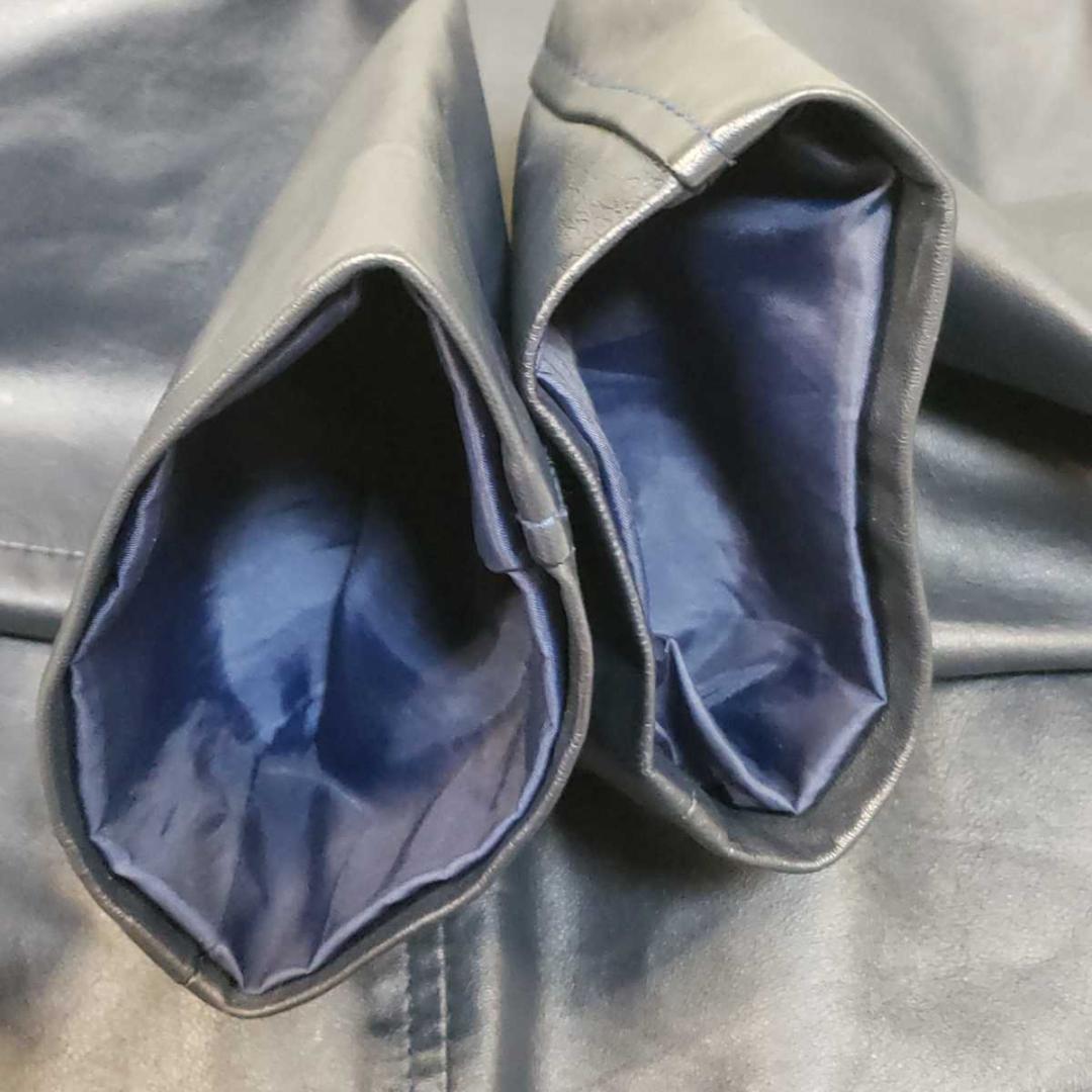 最新作 濃紺 STUDIOUS シングル ライダース 千鳥格子 羊革 S 美