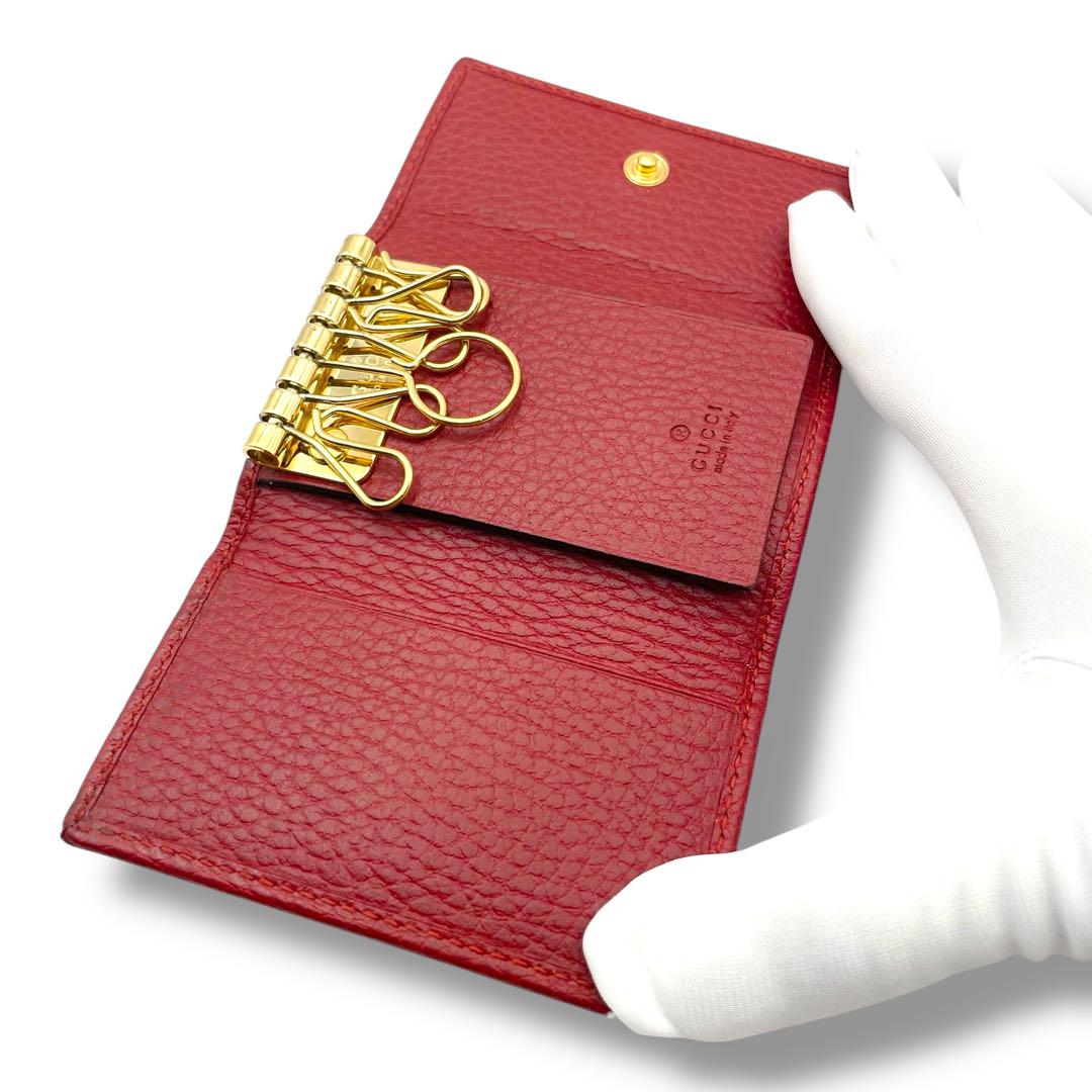 ✨極美品✨　GUCCI キーケース　キーホルダー　マーモント　GG 6連　刻印 ✨未使用に近い✨ GUCCI キー キーケース マーモント 6連 GG 刻印