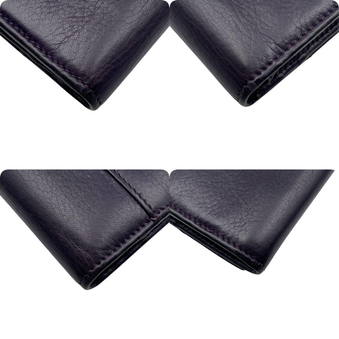 【美品】JIMMY CHOO ジミーチュウ　長財布　パープル　レザー　折財布