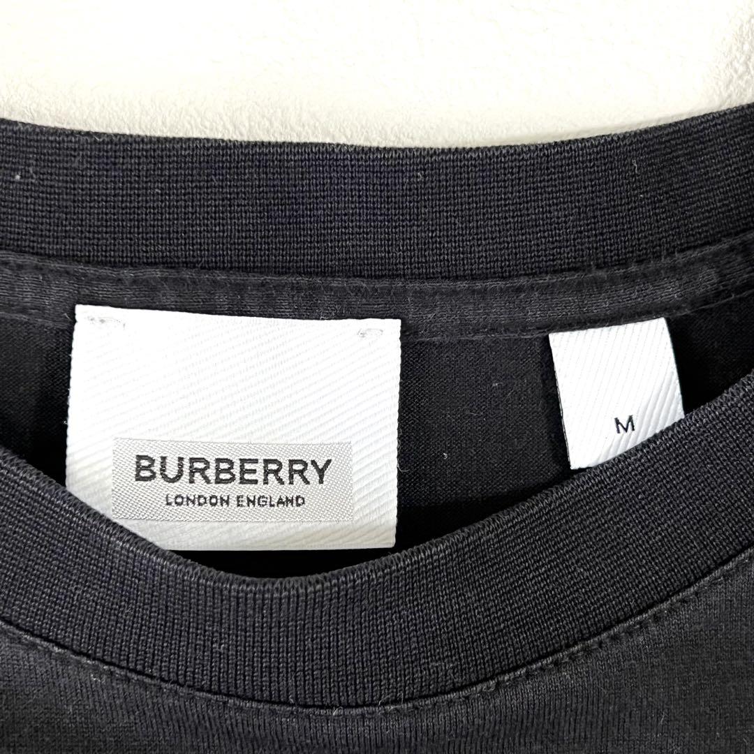 美品 M バーバリーロンドン 半袖Tシャツ カットソー 黒 Vネック