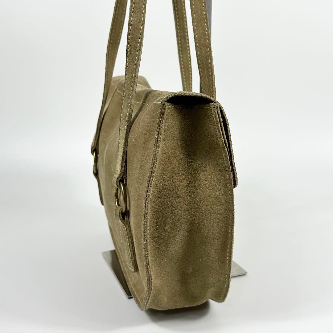 MIUMIU スウェード ワンショルダーバッグ エンボスロゴ ベージュ 初期