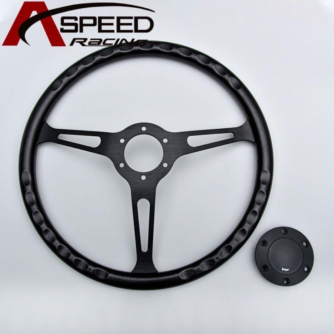 レトロ　クラシック　ステアリング車ハンドルシルバートブラック380MM