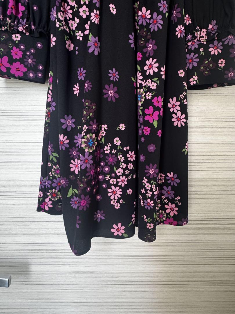 Kate Spade 花柄ワンピース 黒