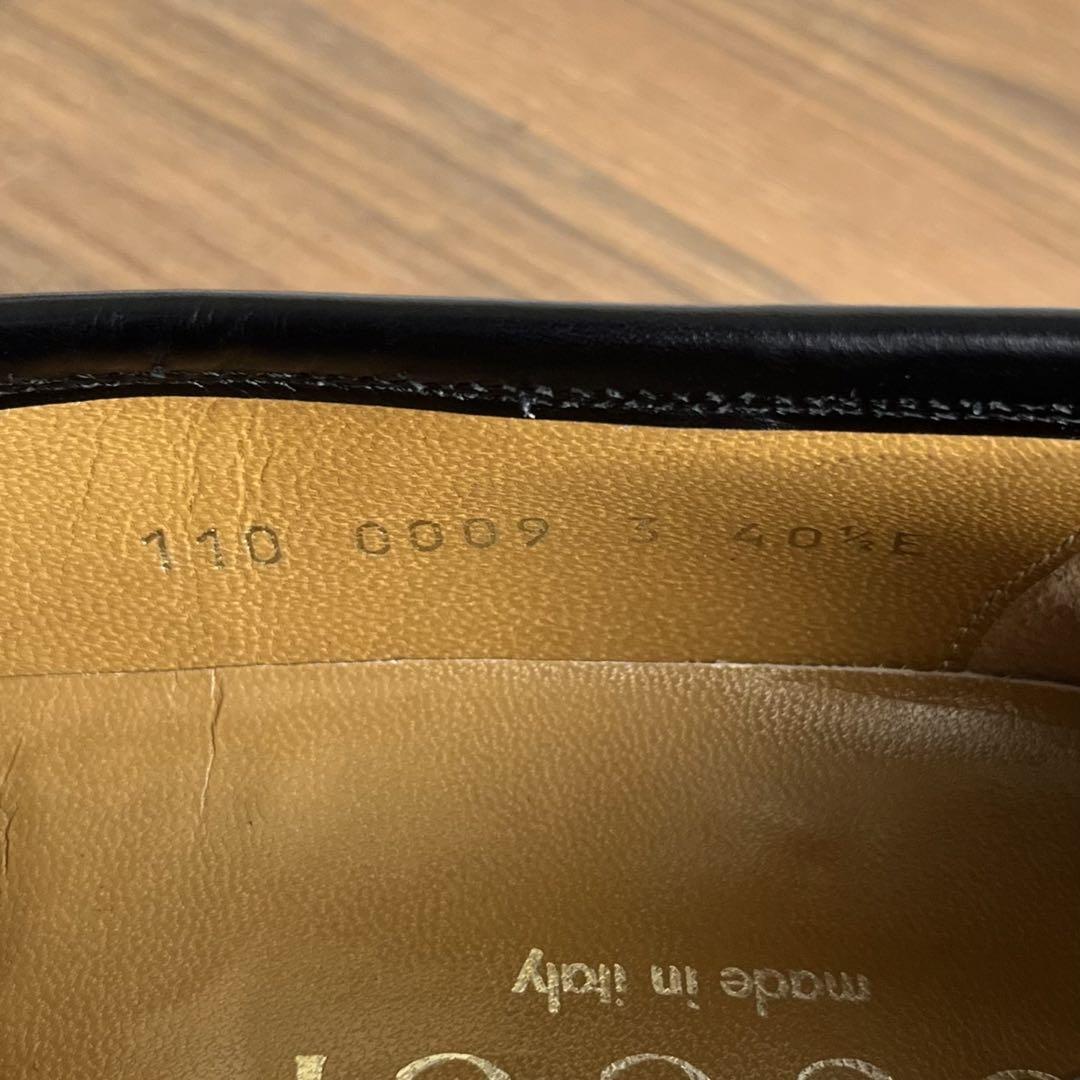 ITALY製 GUCCI ビットローファー 黒金 40 1/2 E 25.5