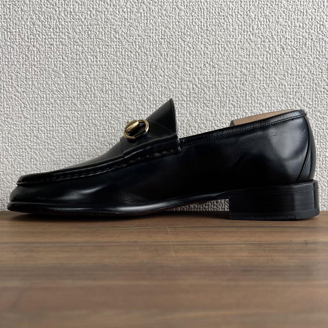 ITALY製 GUCCI ビットローファー 黒金 40 1/2 E 25.5