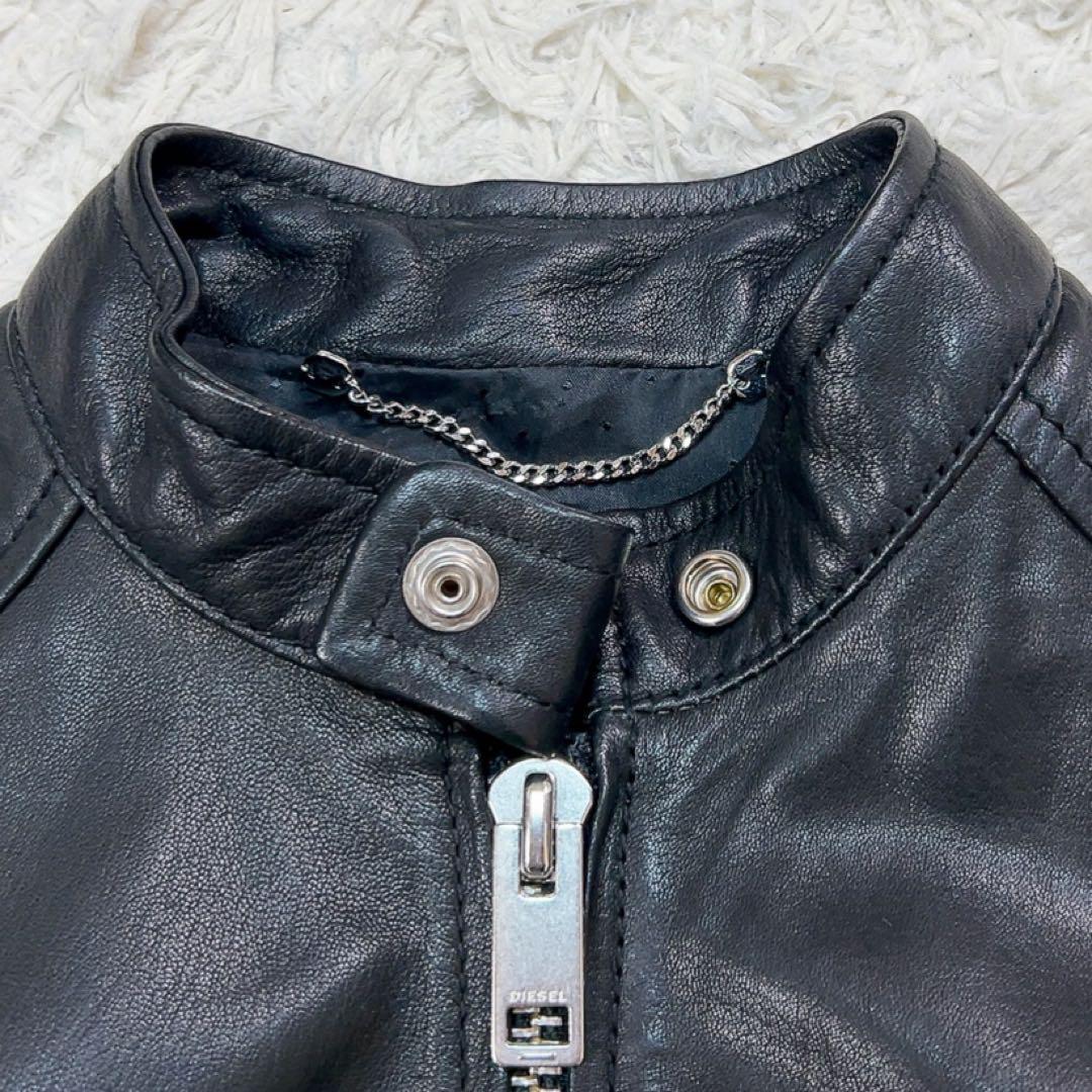 美品✨ディーゼル シングルライダースジャケット ラムレザー 美品】ディーゼル シングル ライダースジャケット ラムレザー XS