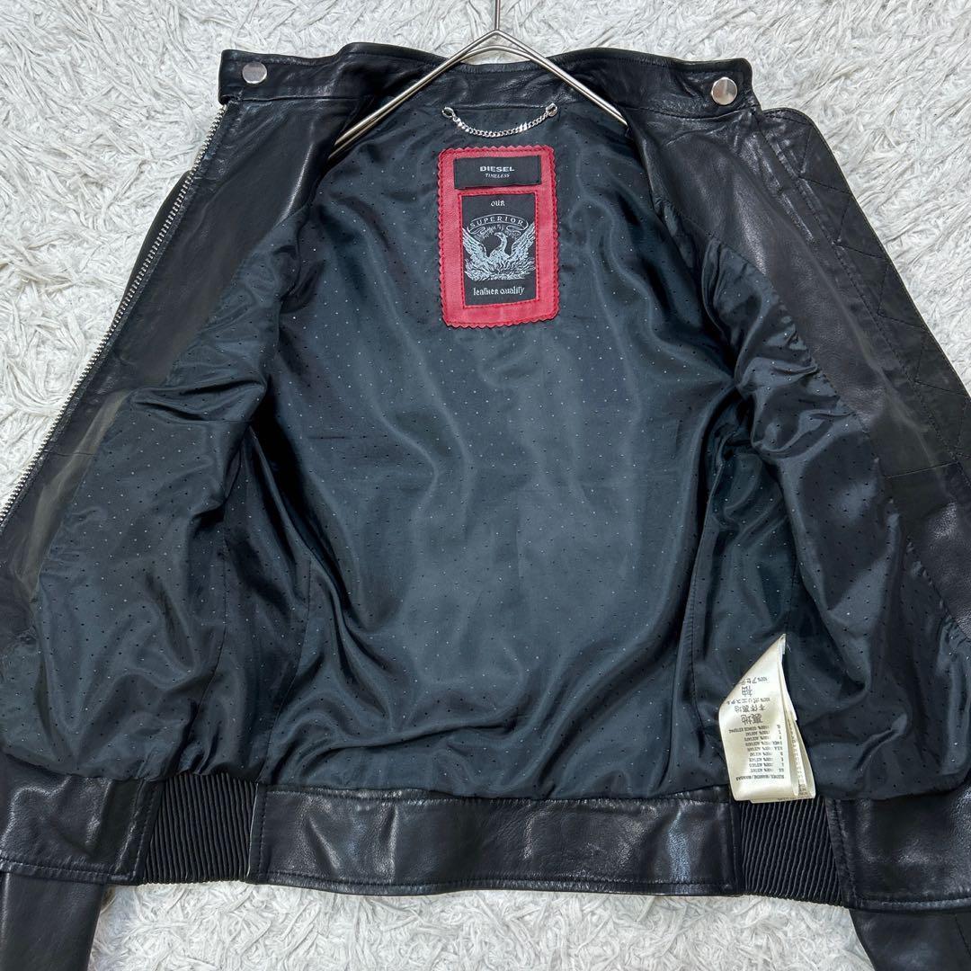 美品】ディーゼル シングル ライダースジャケット ラムレザー XS