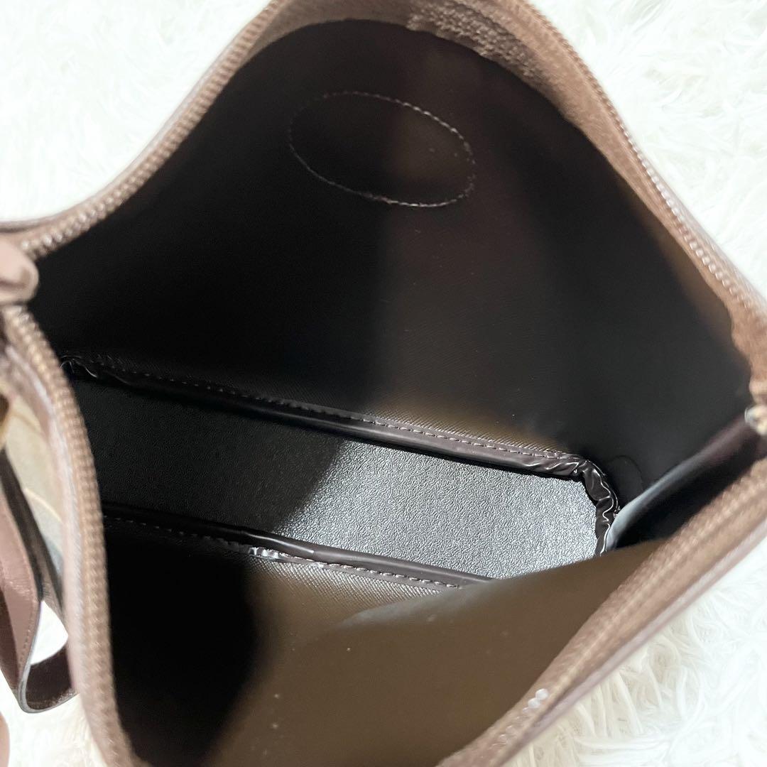 未使用級　Burberrys クラッチバッグ ポーチ レザー キャンバス 玉虫色