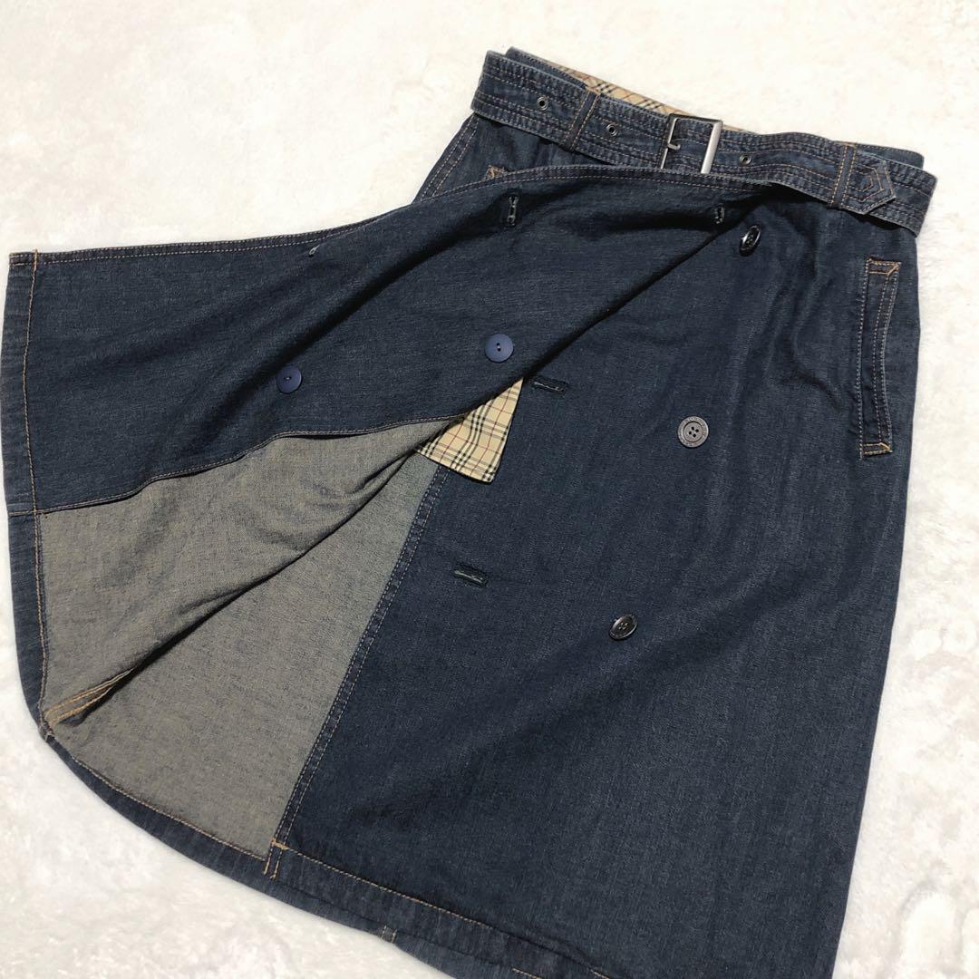 BURBERRY LONDON ノバチェック　デニム　巻きスカート　ベルト