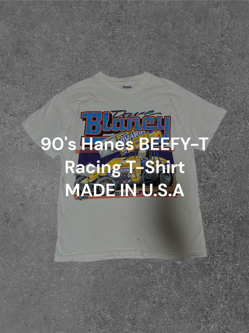 90's USA製　Hanes BEEFY レーシング Tシャツ　M