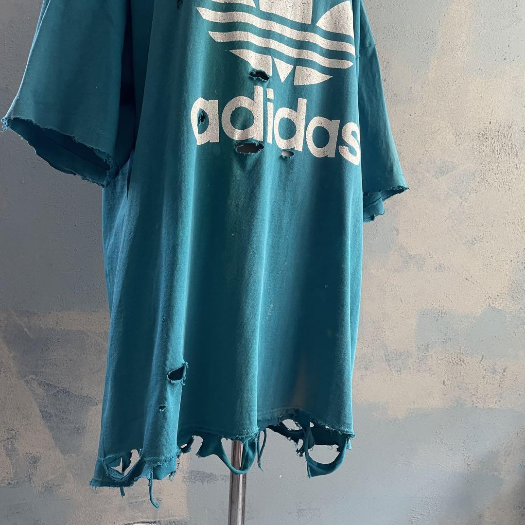 80's 万国旗”adidas“希少カラー”両面プリ”常田“ボロt-shirt