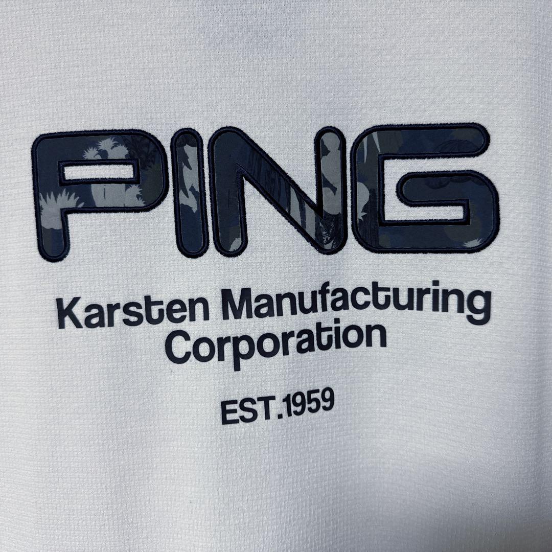 【新品】 PING ピン ビッグロゴ 半袖 モックネック シャツ ホワイト 3L