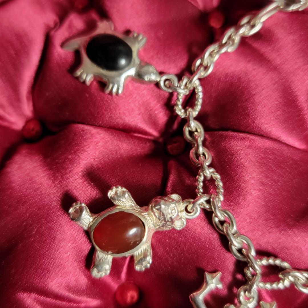 ビンテージ 動物モチーフのシルバーチャームブレスレット シルバー925