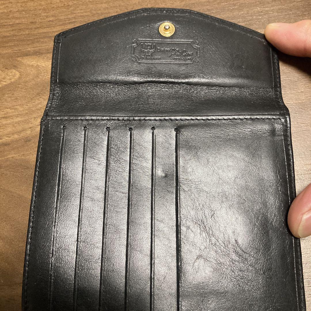 MCM ブラック レザー 財布 MCM エムシーエム 長財布 チェーン付きショルダーバッグ