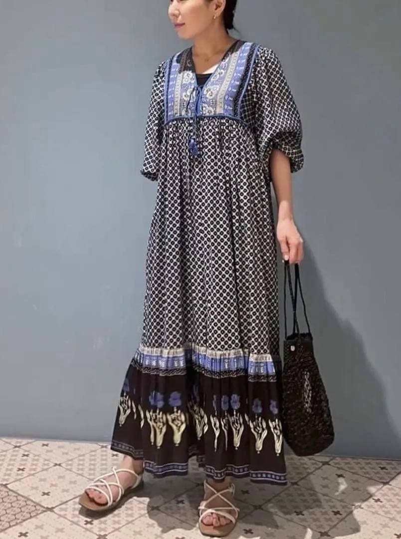 極美品❣️【ヌキテパ】コットンボイル フラワー ワンピース
