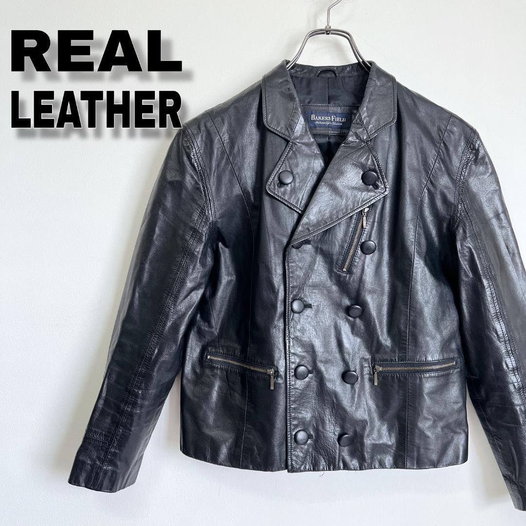 日本製 リアルレザー ダブル ライダースジャケット ライトレザー 黒