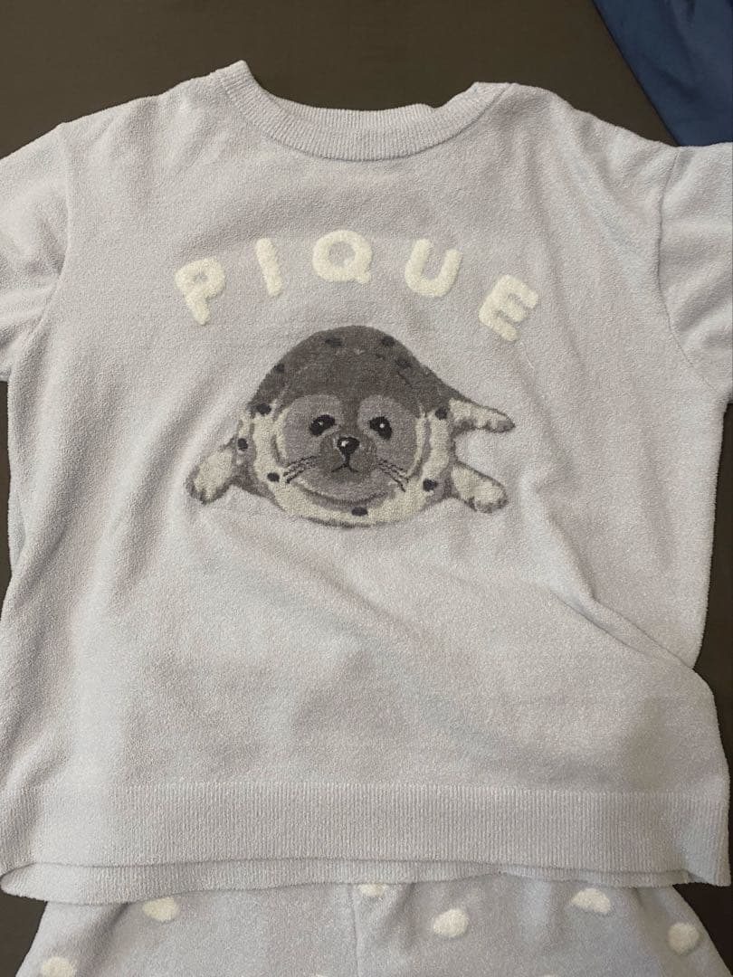 ジェラートピケ あざらし ジャガードプルオーバー&ショートパンツセット ブルー ジェラートピケ あざらし ジャガードプルオーバー&ショートパンツセット ブルー