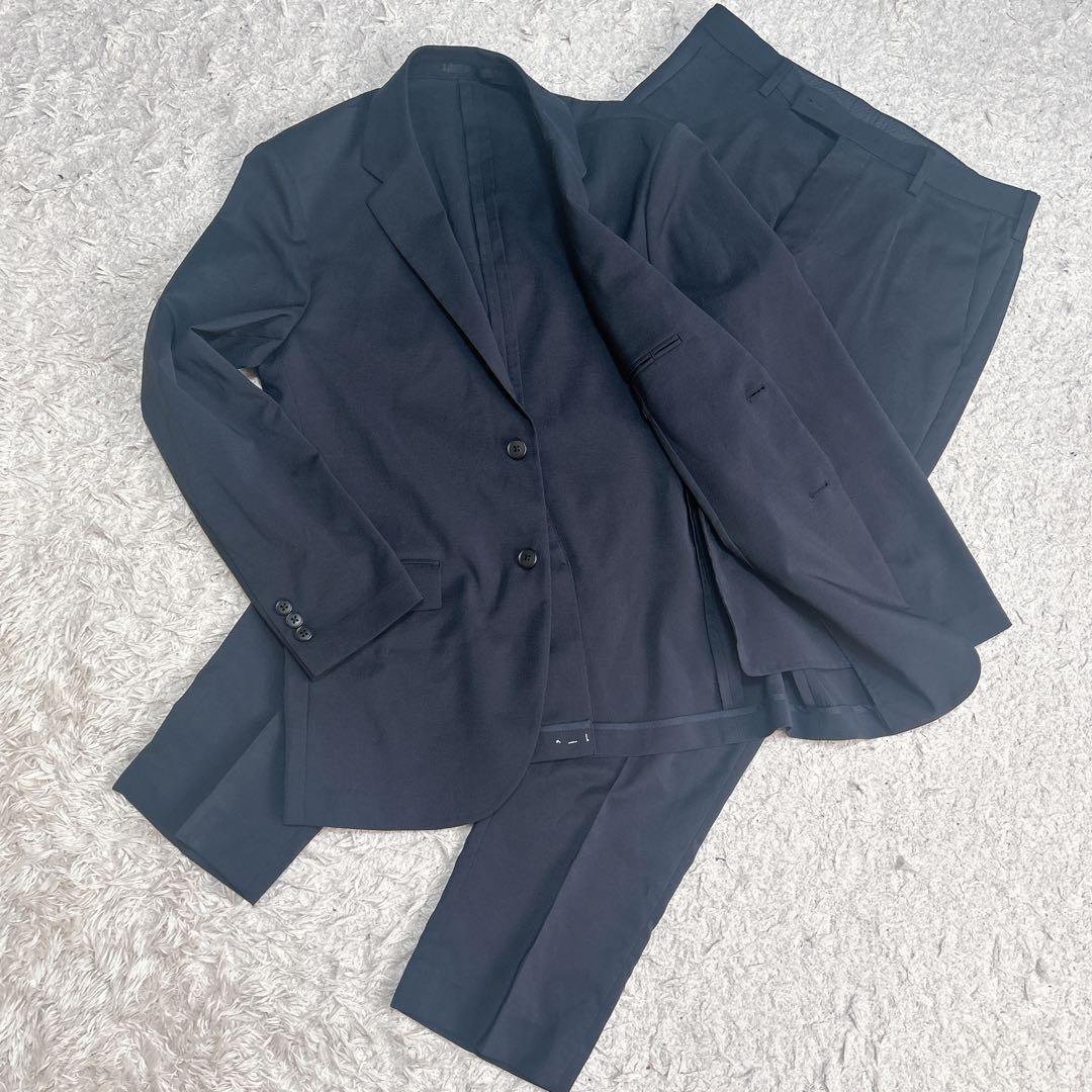 7【未使用】UNIQLO感動ジャケット&パンツ セットアップスーツ S ネイビー ユニクロ 感動ジャケット セットアップ スーツ ネイビー パンツ