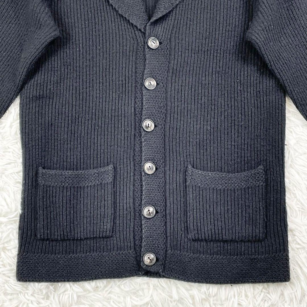 美品　ダブルアールエル　カシミヤ混ニットカーディガン　ショールカラー　紺　XS