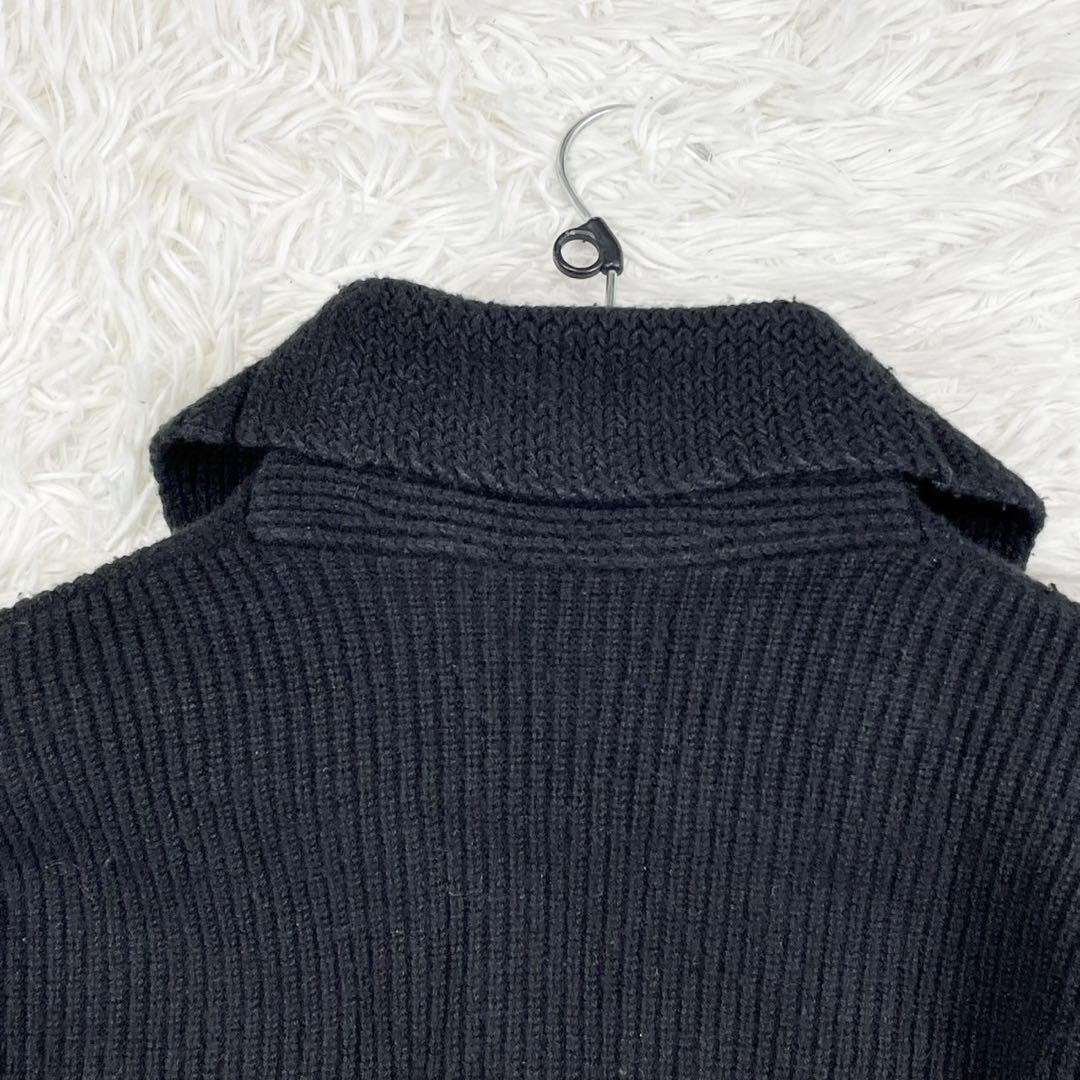 美品　ダブルアールエル　カシミヤ混ニットカーディガン　ショールカラー　紺　XS