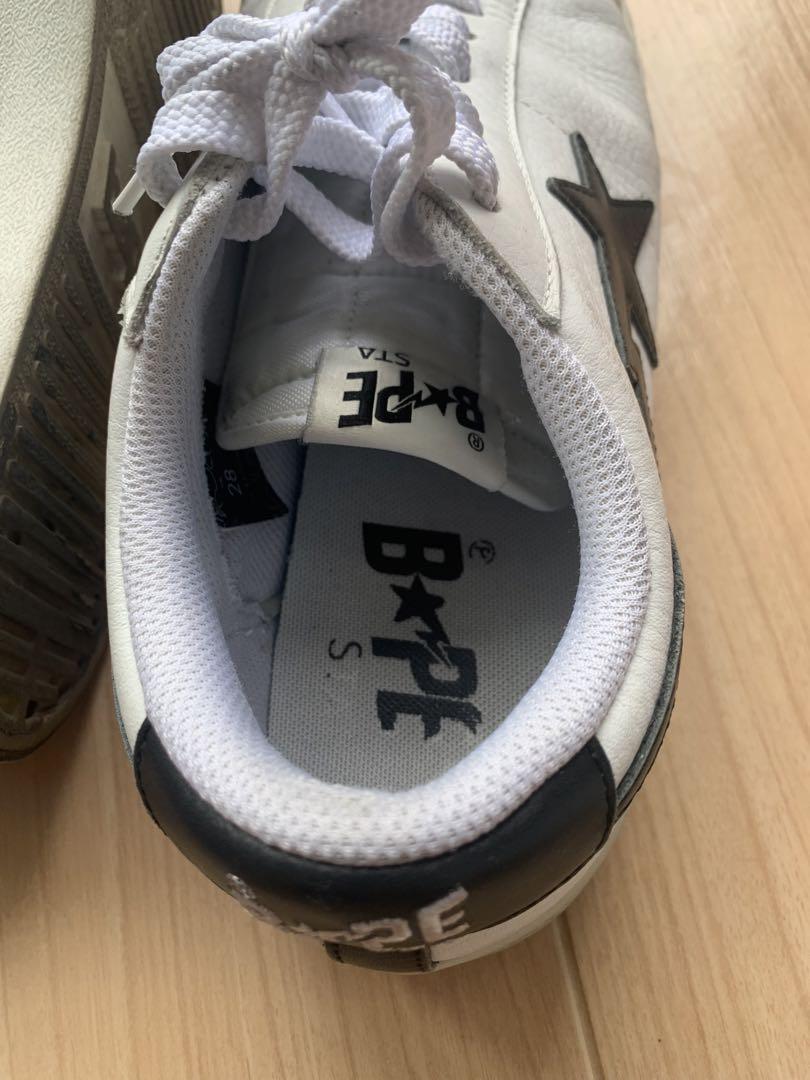 BAPE エイプ BAPE STA レザースニーカー ホワイト×ブラック 28 靴
