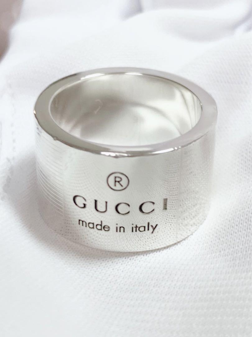 GUCCI グッチ　シルバーリング　9号　日本サイズ8号程度　ロゴ GUCCI シルバーリング サイズ 9号(日本サイズ8号) アクセサリー