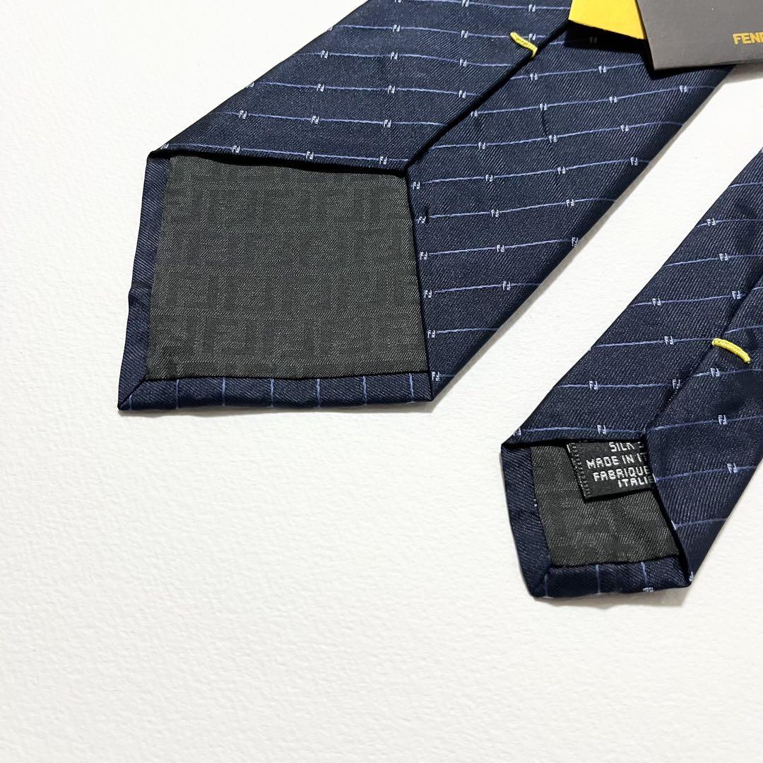 タグ付き☆【極美品】フェンディ ネクタイ ズッカ×ストライプ柄