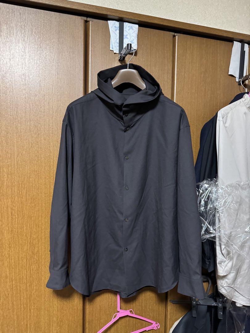 着用3回 overcoat フード シャツ サイズ2 ダークブラウン