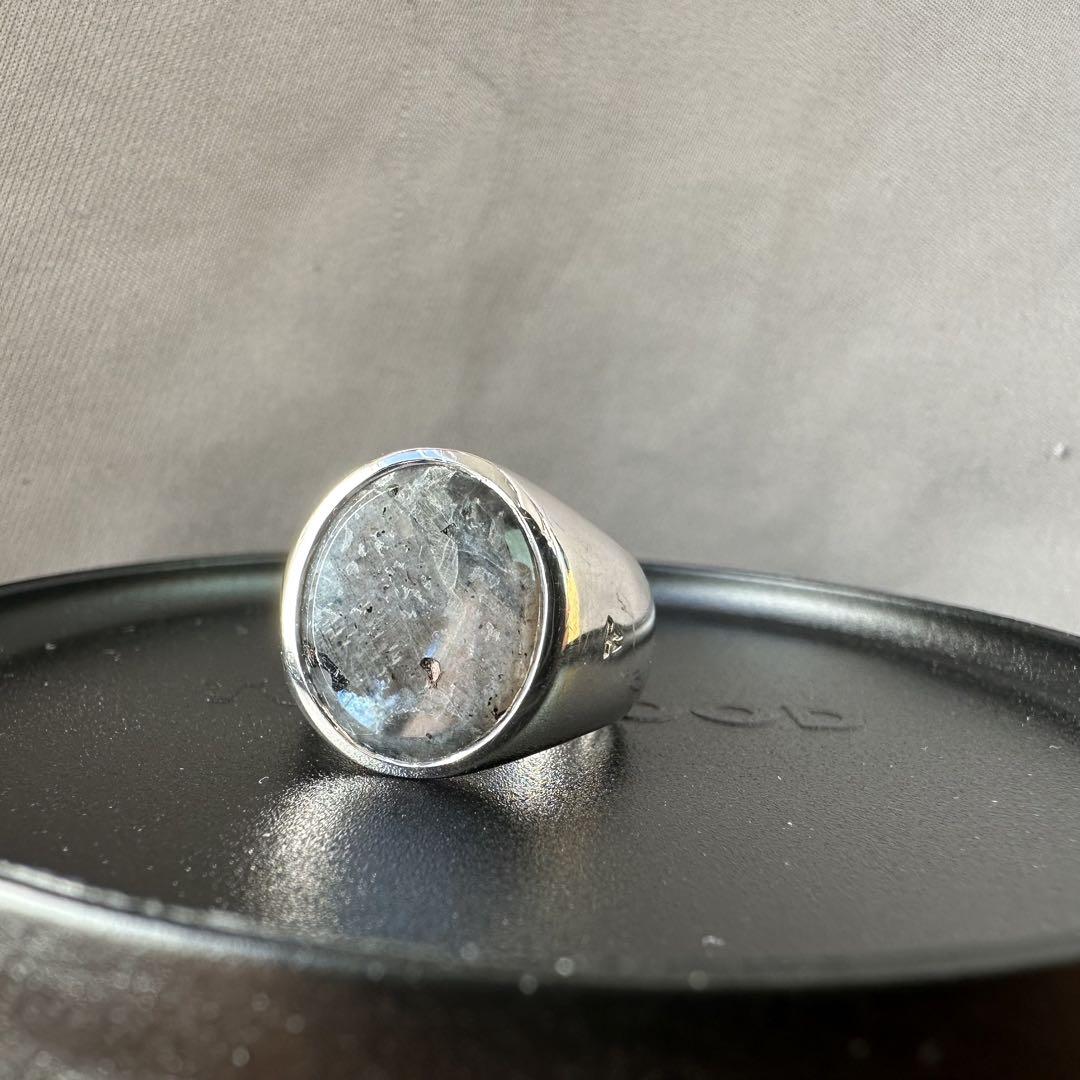 【美品】TOMWOOD トムウッドOval Larvikite Ring g50 セール】【TOMWOOD(トムウッド)】Oval Larvikite シルバーリング
