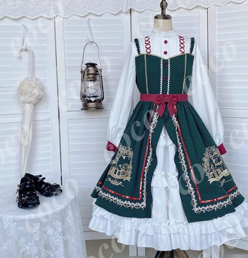 オリジナル lolita 洋服 冬 長袖 ロリータワンピース セット　L371＃