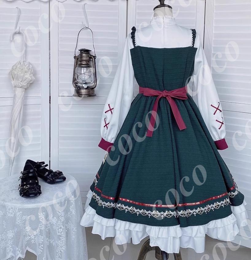 オリジナル lolita 洋服 冬 長袖 ロリータワンピース セット　L371＃