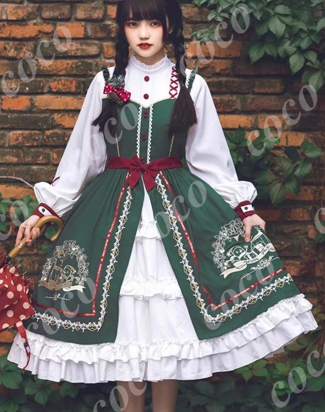 オリジナル lolita 洋服 冬 長袖 ロリータワンピース セット　L371＃