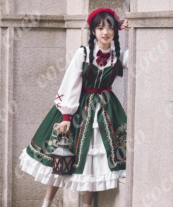 オリジナル lolita 洋服 冬 長袖 ロリータワンピース セット　L371＃