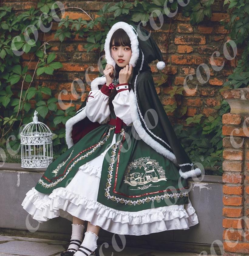 オリジナル lolita 洋服 冬 長袖 ロリータワンピース セット　L371＃