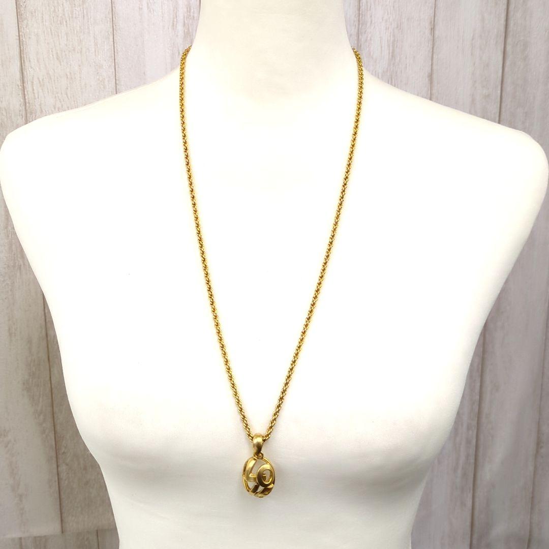 イヴサンローラン チェーン LOVE ロゴ ペンダント ロング ネックレス
