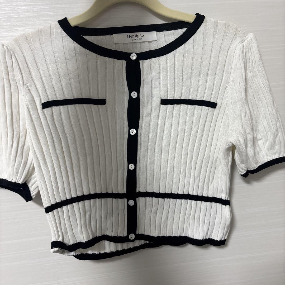 Trois Logo Bicolor Rib Knit Set トップス
