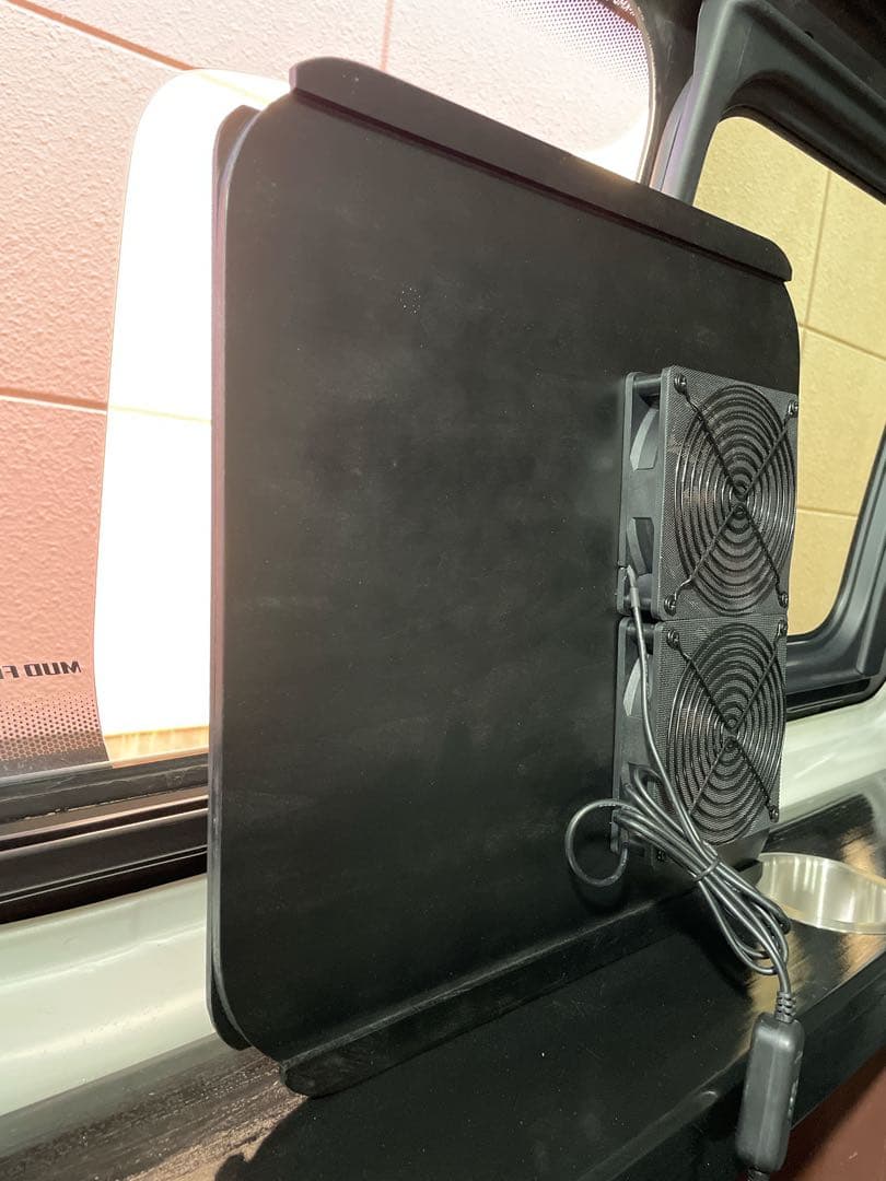 小窓用USB換気扇２連ファン 左右装着