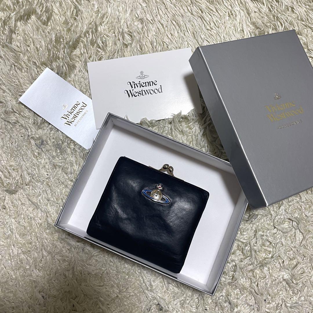 ✨付属品付✨ ヴィヴィアンウエストウッド 折り財布 オーブ がま口 レザー 黒