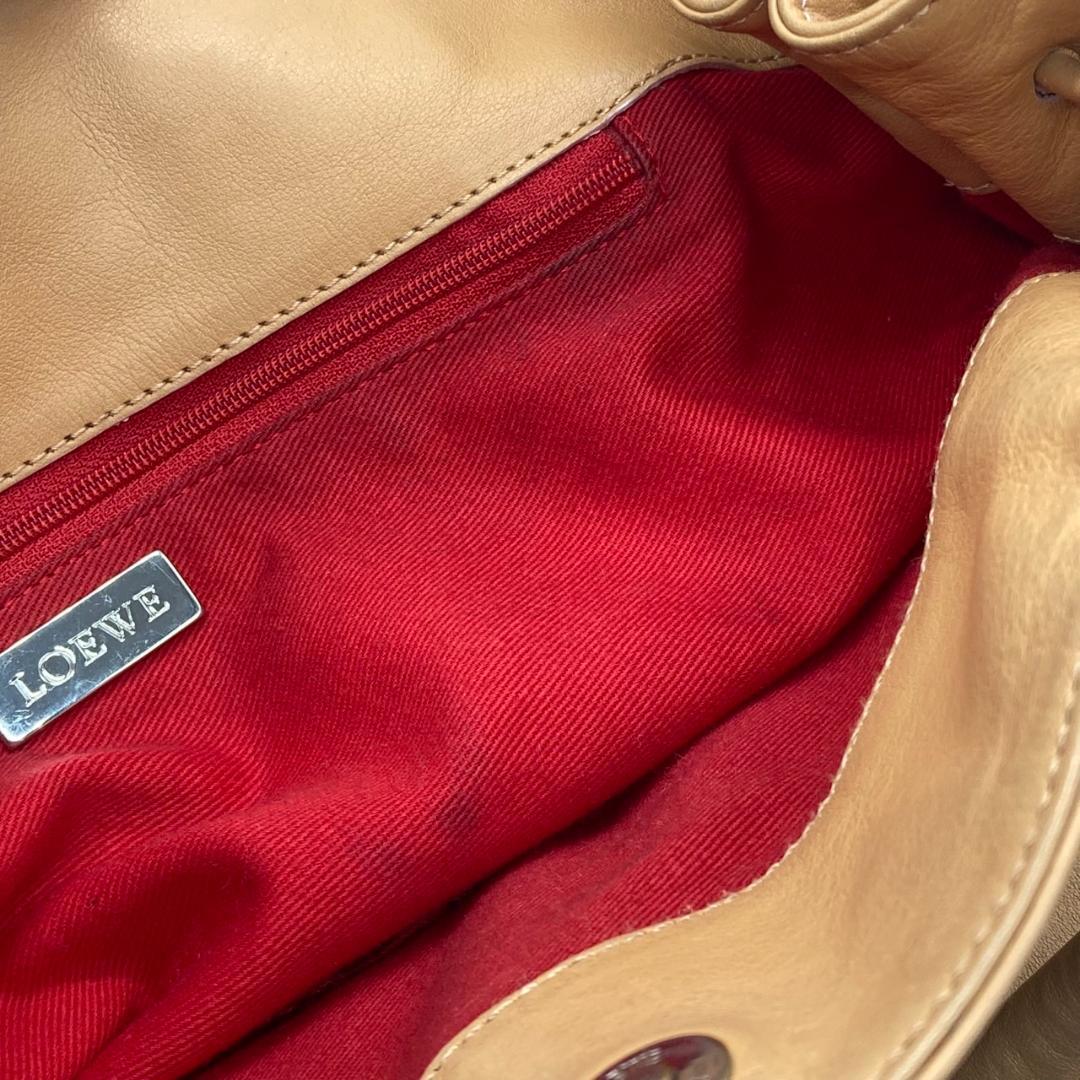 ▼LOEWE　アナグラム　レザー　スエード　ハンドバッグ　ロエベ　ベージュ