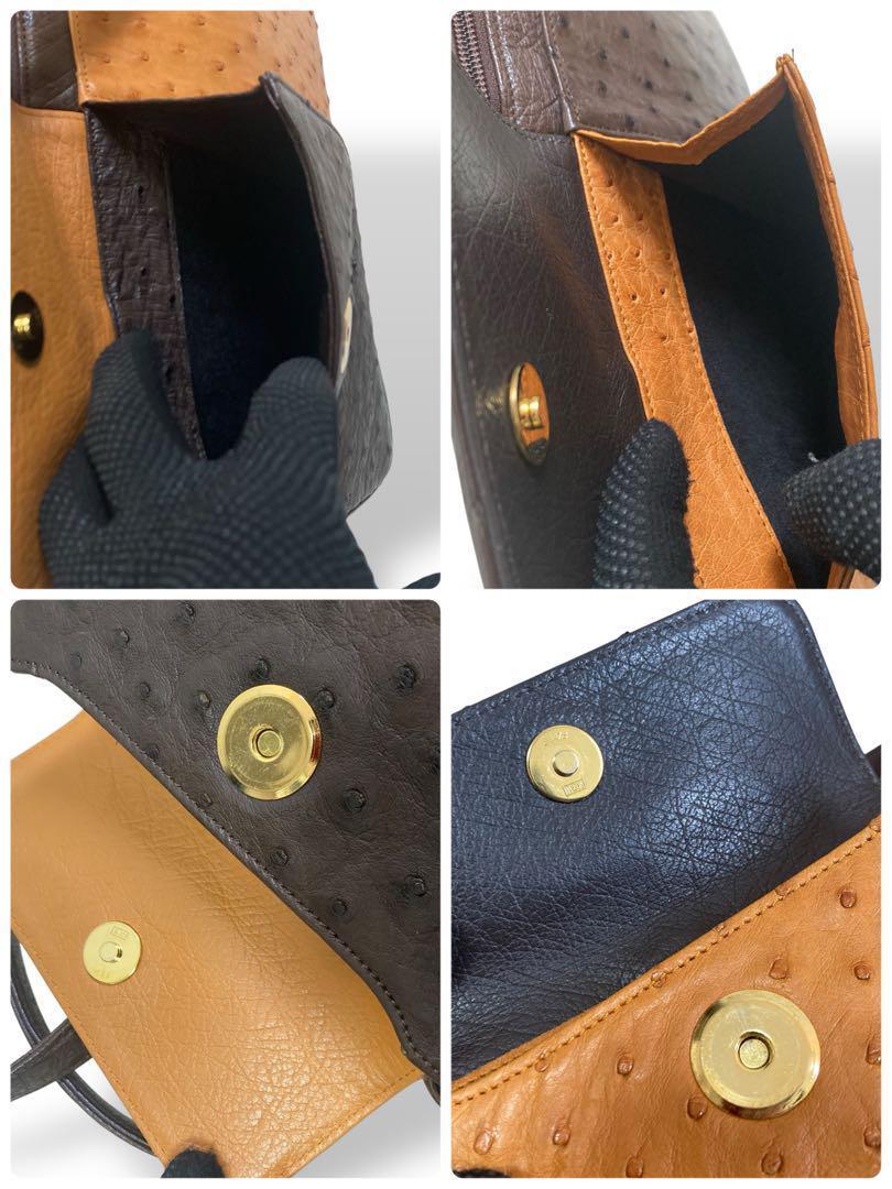 【未使用級】ルイフェロー　JRA公認　オーストリッチ　トートバッグ　バイカラー