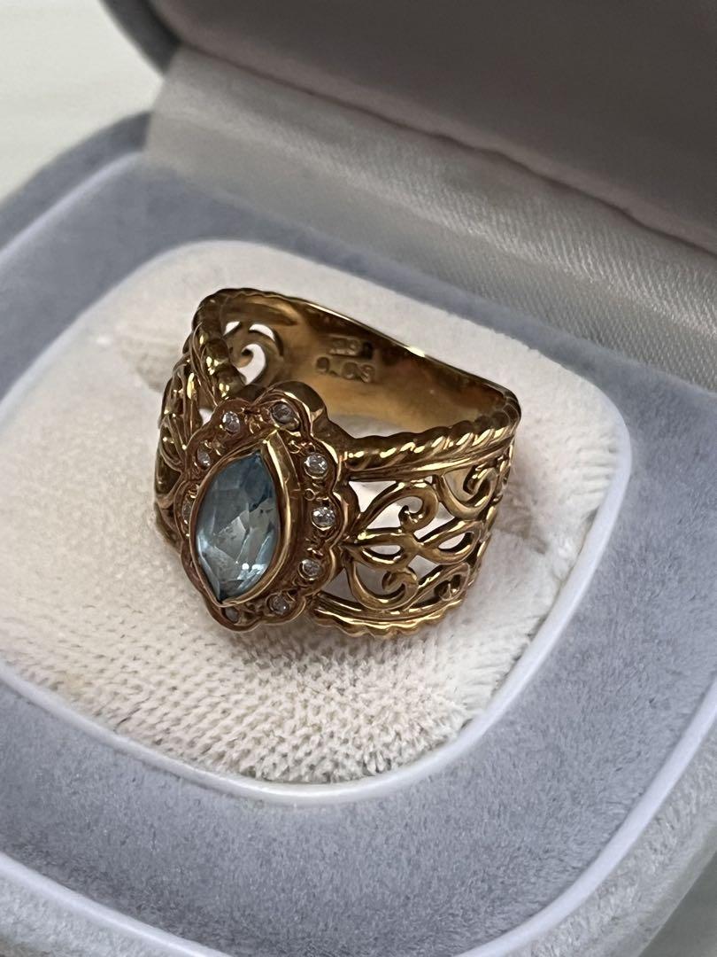 アクアマリン 透かしリング k18 アクアマリン 透かしリング k18