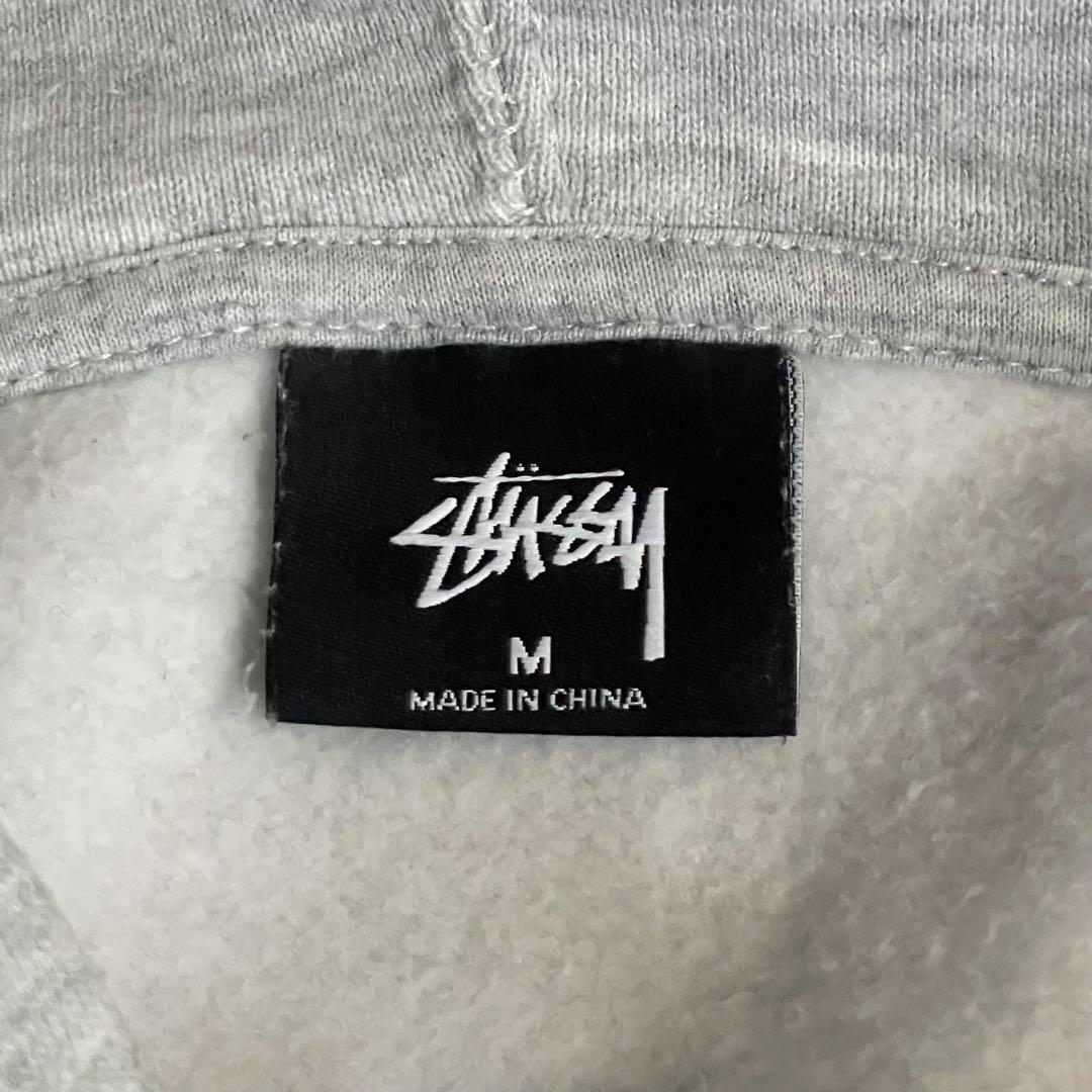 ステューシー 刺繍センターロゴ グレー M(L相当) 裏起毛 極厚