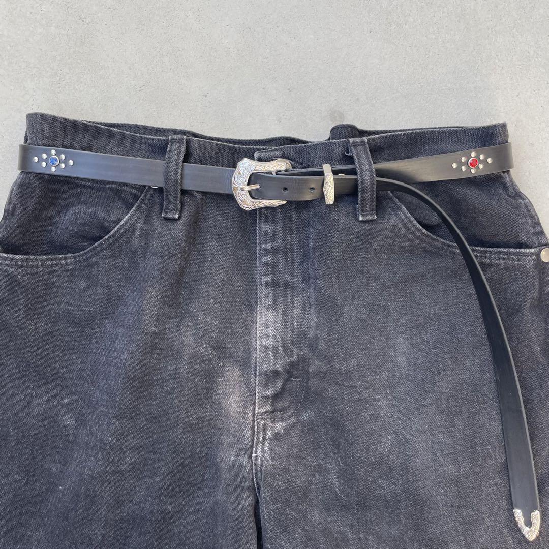 ヤーマン　スタッズ　レザー　ナロー　ベルト　ハンドメイド　besto89
