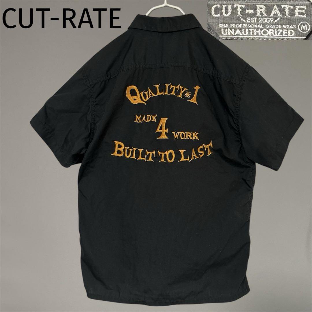 全国送料無料ギフト CUTRATE カットレイト 刺繍 ワークシャツ 半袖シャツ 開襟シャツ トップス