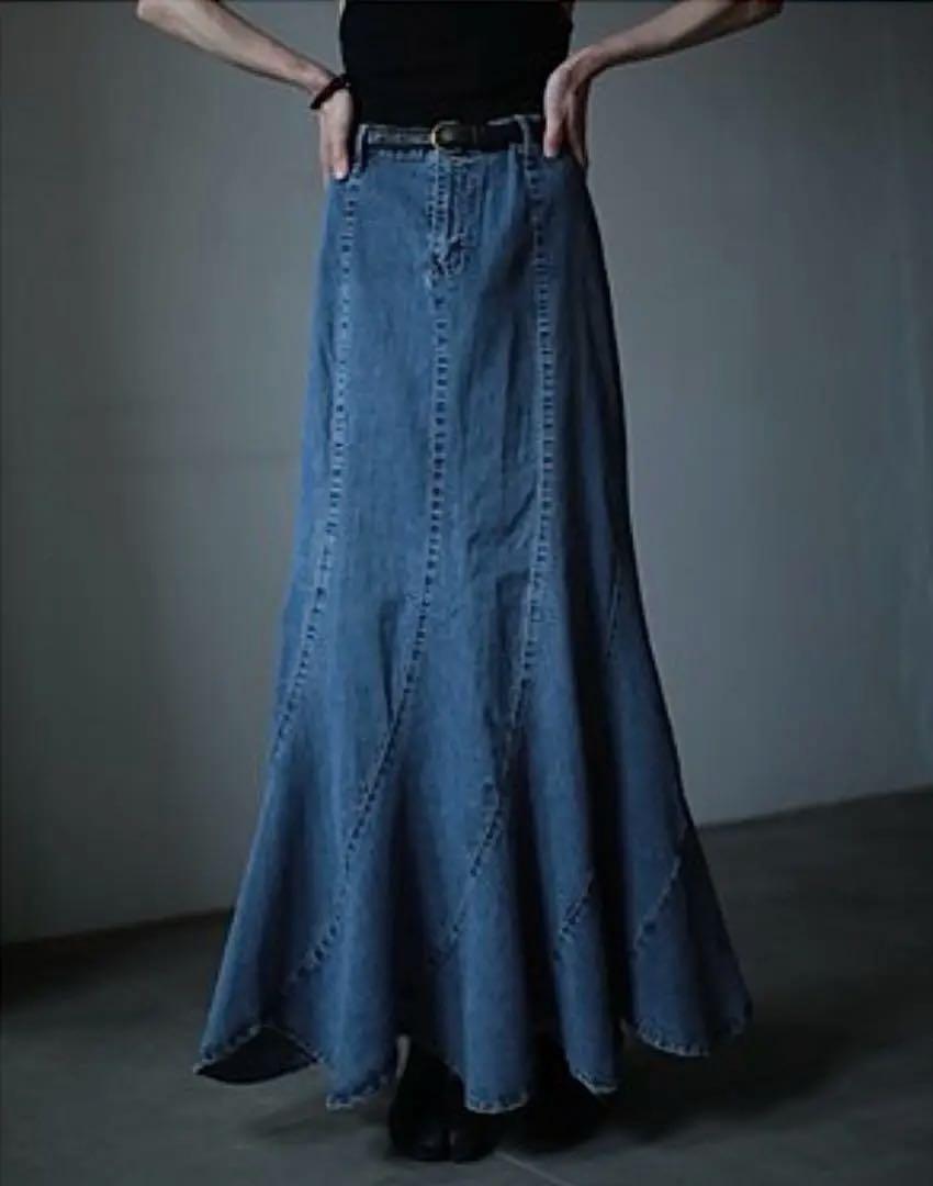 スカート denim maxi twist snail design skirt euro