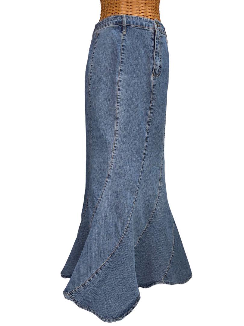 スカート denim maxi twist snail design skirt euro