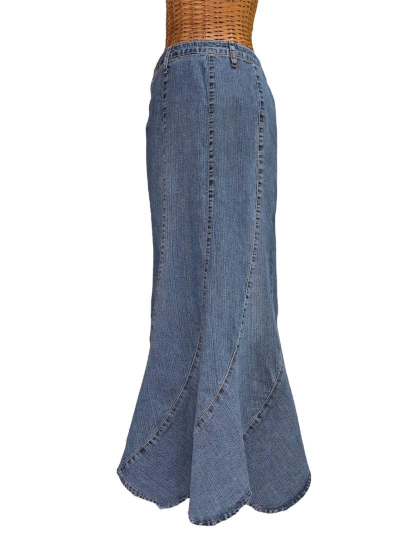 スカート denim maxi twist snail design skirt euro