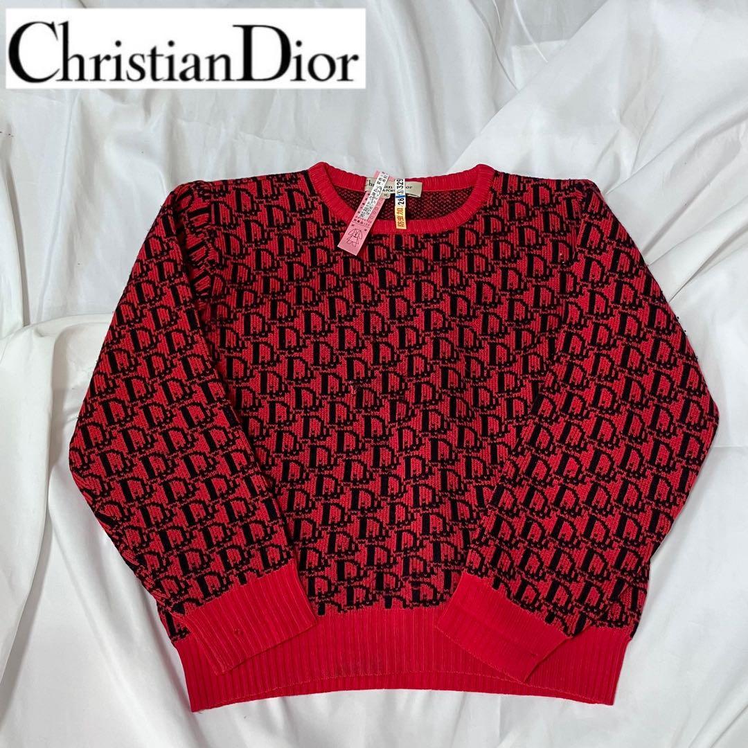 クリスチャンディオール M ウール ニット総ロゴM Vintage Dior