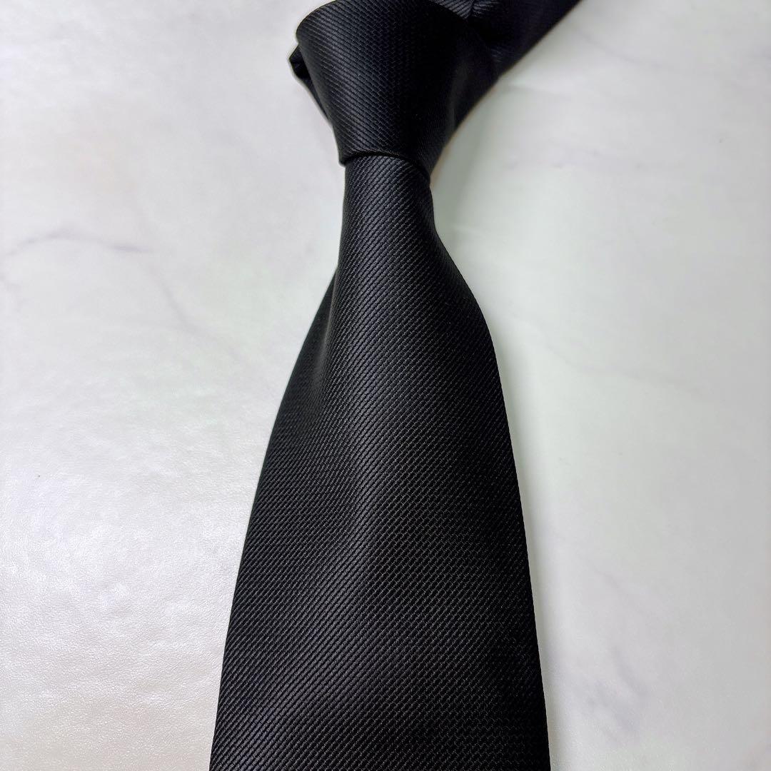 2025新発 Dior 極美 フランス製 ネクタイ ジャガード シルク 黒 ソリッド 小物