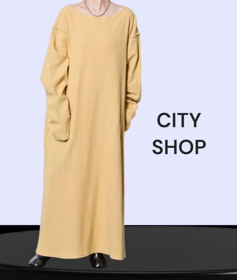 CITYSHOP♥BOATNECK CUT LONG DRESS:ワンピース